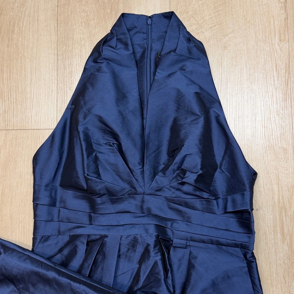 Donna Karan New York Plunge Neck Taffeta Midi Dress - Picture 8 of 9